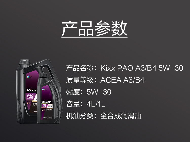 GS (Kixx) 凱升PAO全合成機(jī)油 5W-30 A3B4級 黑凱系列 1L-第6張圖片-鄭州市冠恒貿(mào)易有限公司【官方網(wǎng)站】-車用潤滑油服務(wù)專家