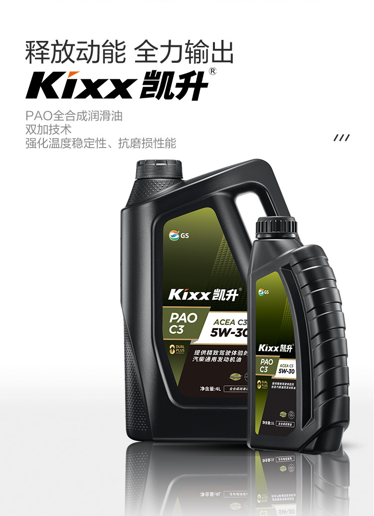 GS (Kixx) 凱升PAO全合成機(jī)油 5W-30 C3級(jí) 黑凱系列 4L-第2張圖片-鄭州市冠恒貿(mào)易有限公司【官方網(wǎng)站】-車(chē)用潤(rùn)滑油服務(wù)專(zhuān)家