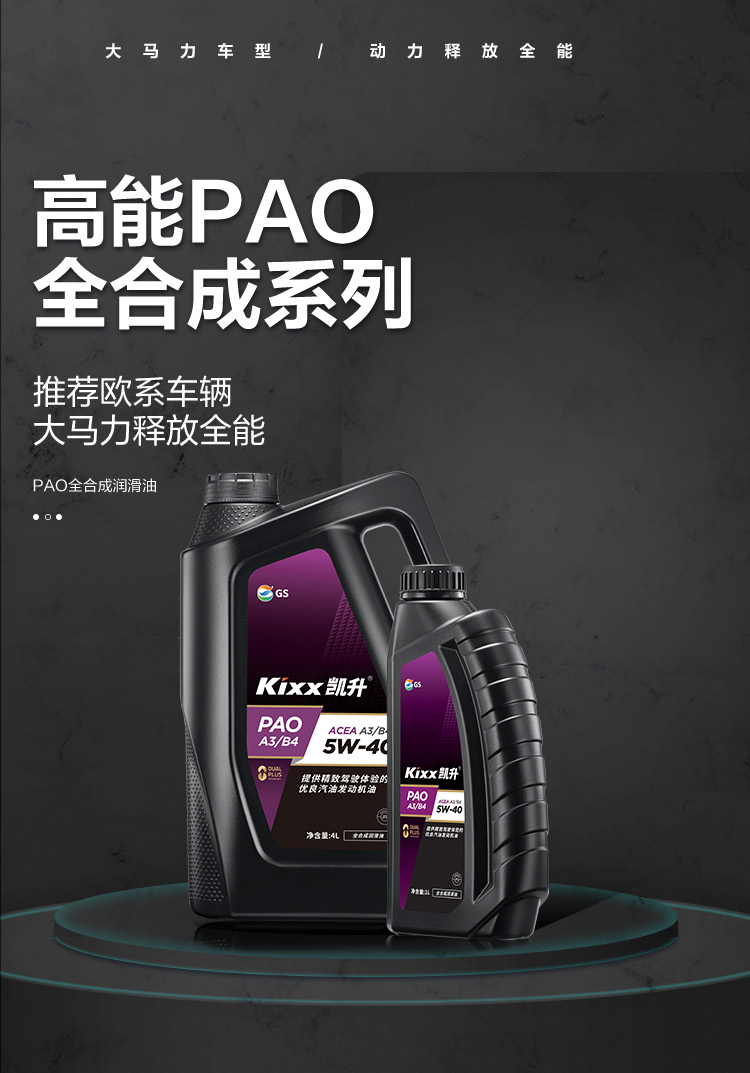 GS (Kixx) 凱升PAO全合成機(jī)油 5W-40 A3B4級(jí) 黑凱系列 4L-第1張圖片-鄭州市冠恒貿(mào)易有限公司【官方網(wǎng)站】-車用潤(rùn)滑油服務(wù)專家