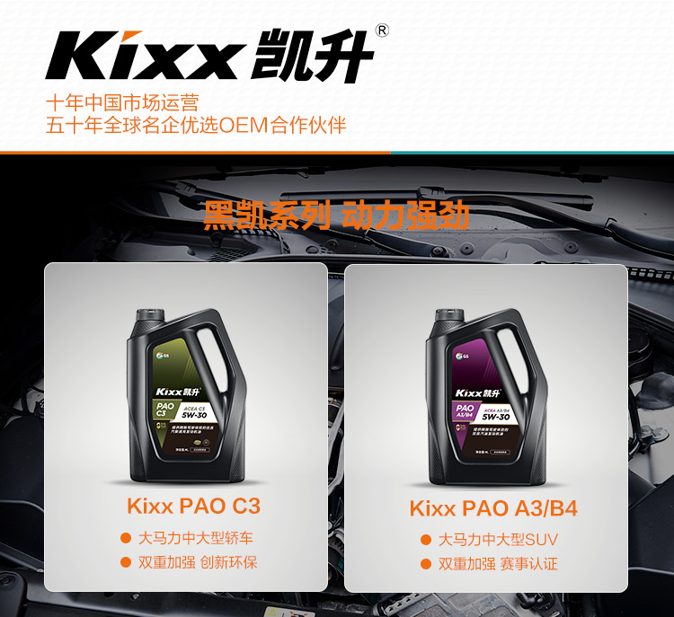 GS (Kixx)凱升 100%PAO全合成機(jī)油 0W-30 SN級 黑凱系列 4L-第9張圖片-鄭州市冠恒貿(mào)易有限公司【官方網(wǎng)站】-車用潤滑油服務(wù)專家